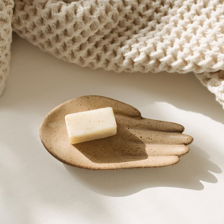 porte savon céramique beige marron rustique authentique fait main