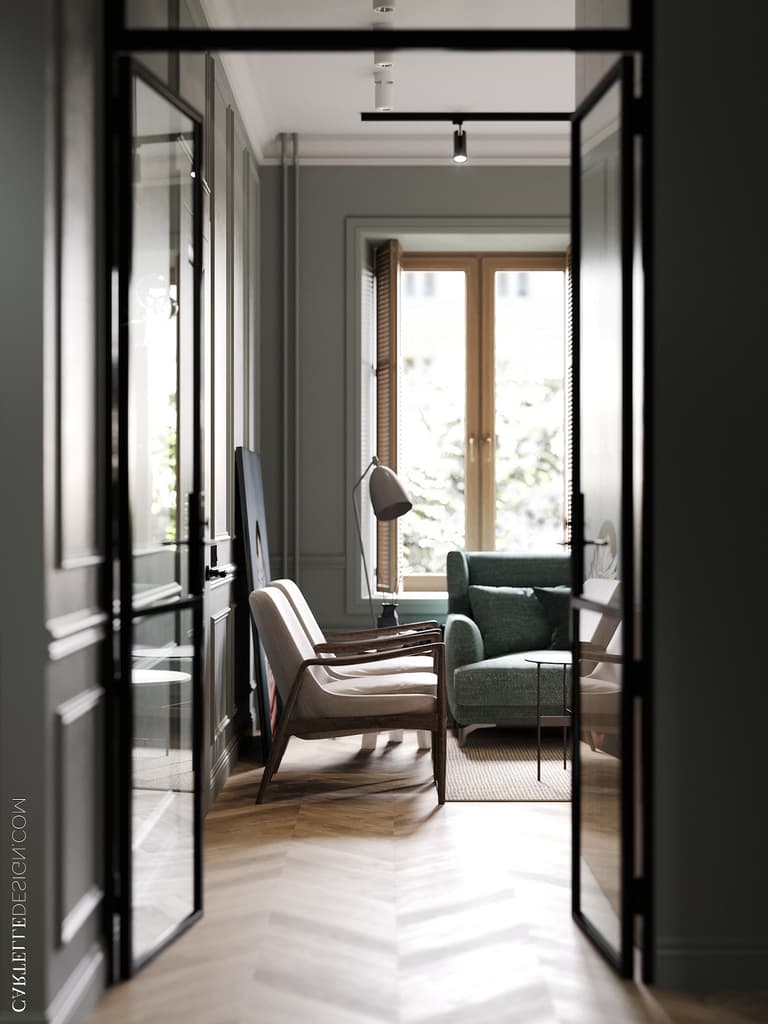 salon volet persienne intérieur charme maison de ville