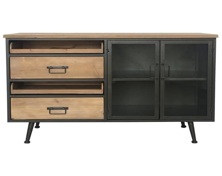 bahut enfilade commode industriel mélange campagne bois fer