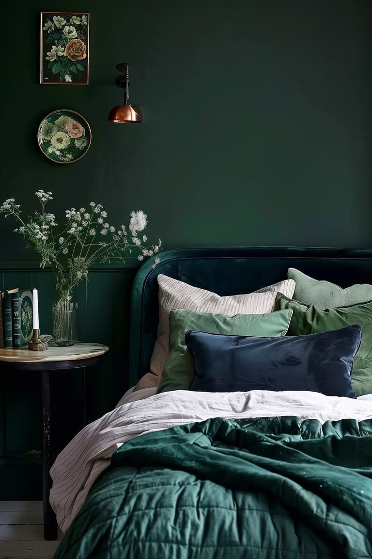 couleur feutrée chambre déco champêtre bouquet