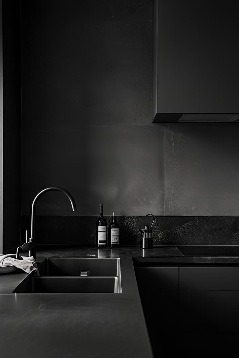 déco. ton sur ton tout noire cuisine