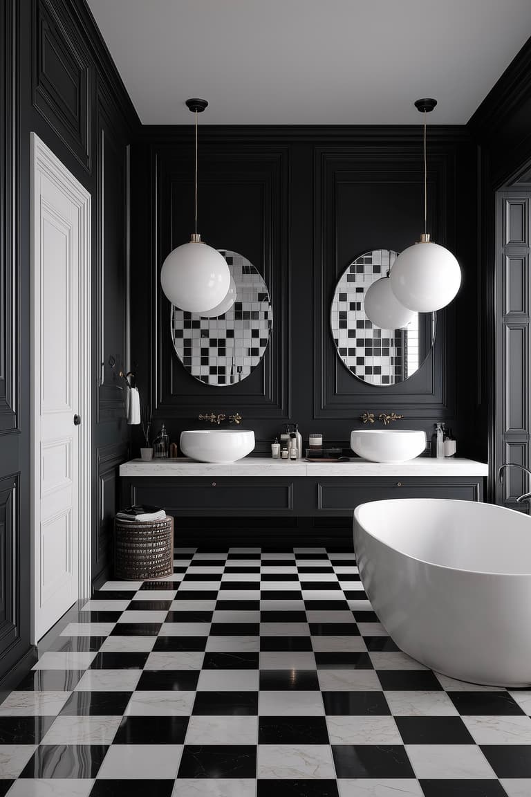 salle de bains moderne sol carreaux ciment appartement parisien