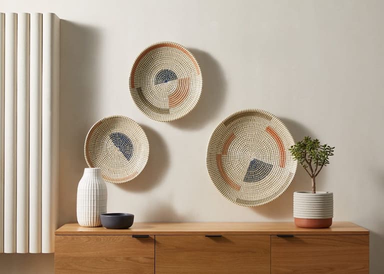 trio décoration murale multicolore panier traditionnel