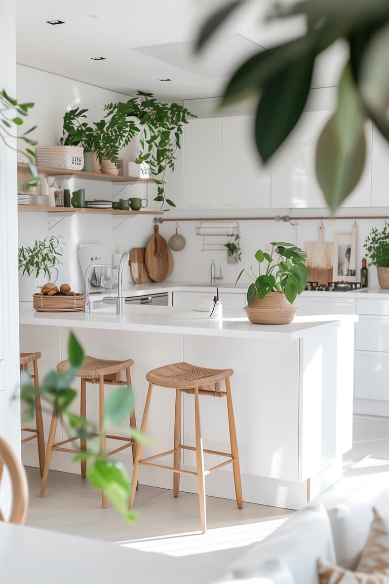 décoration minimaliste cuisine plantes vertes nature