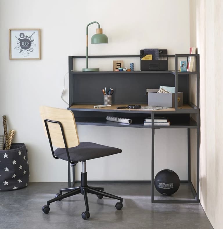 coin étude travail devoir chambre ado loft déco industrielle