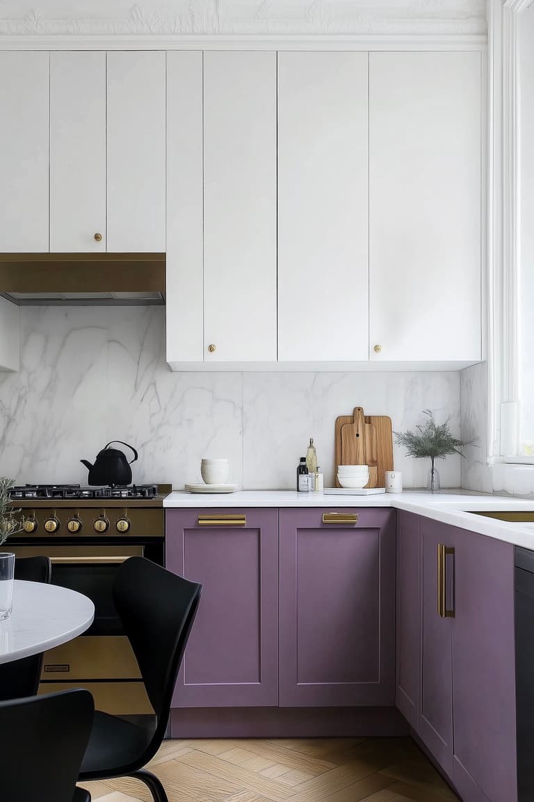 cuisine bicolore violette parme blanche
