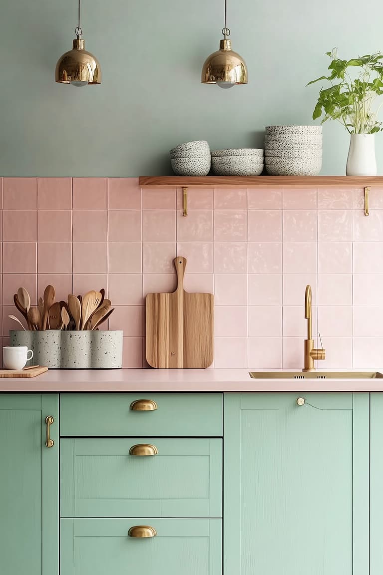 inspiration déco crédence murale rose zellige