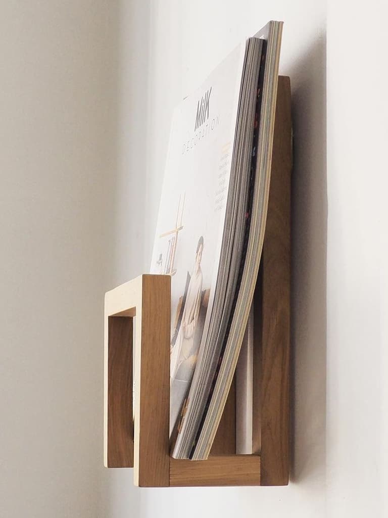 porte revue mural bois rustique design
