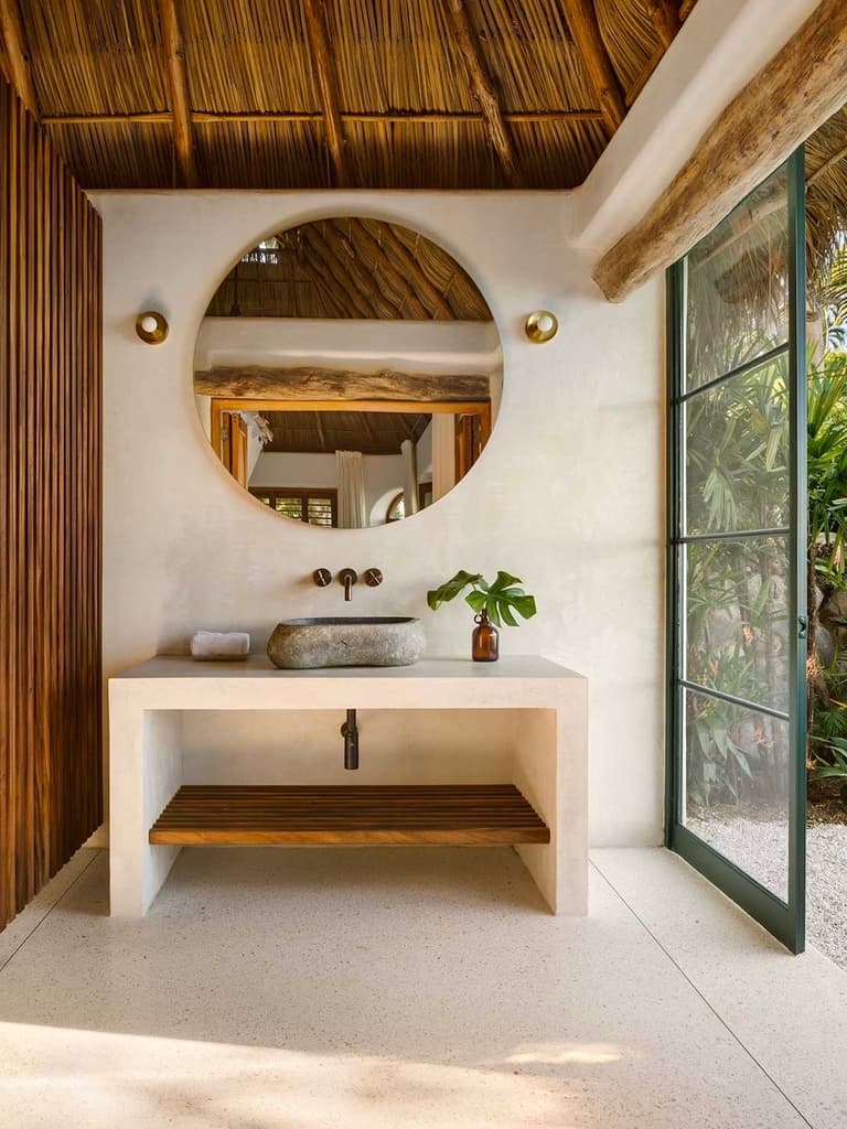 villa Pelicanos salle de bains exotique déco nature