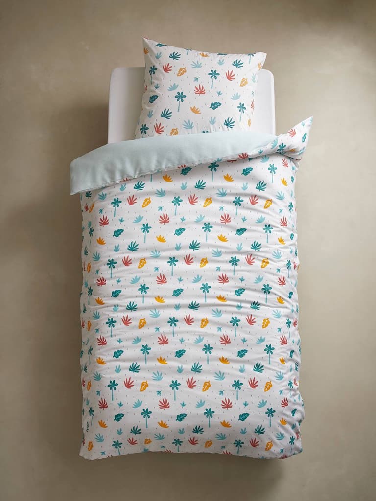 housse de couette motif tropical multicolore feuille