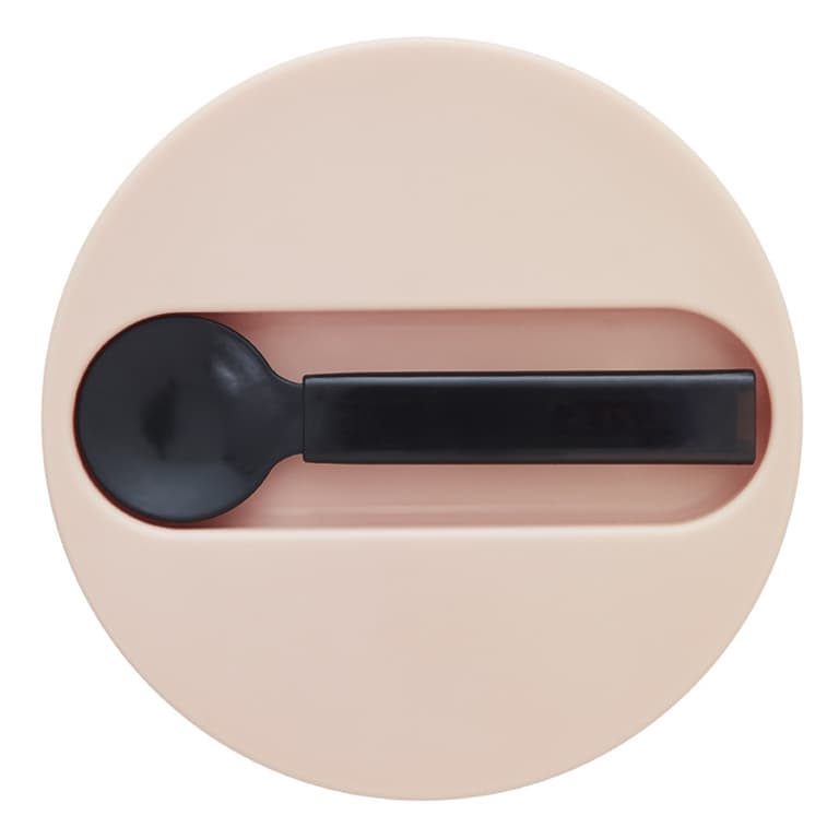 Boite thermique ronde acier rose couvert incruste cuillère