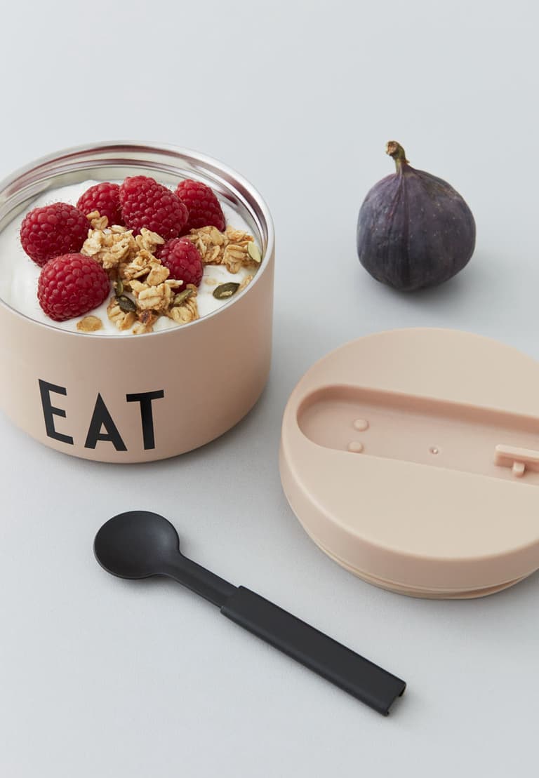 Boite thermique ronde acier rose nude petit déjeuner repas diner