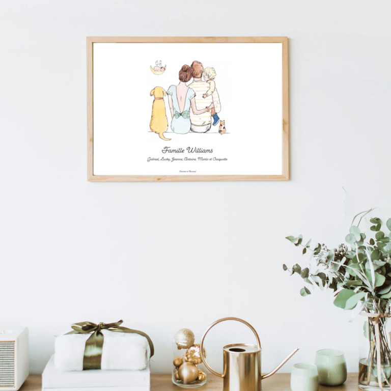 affiche dessin poetique abstrait couleurs pastel famille deco salon