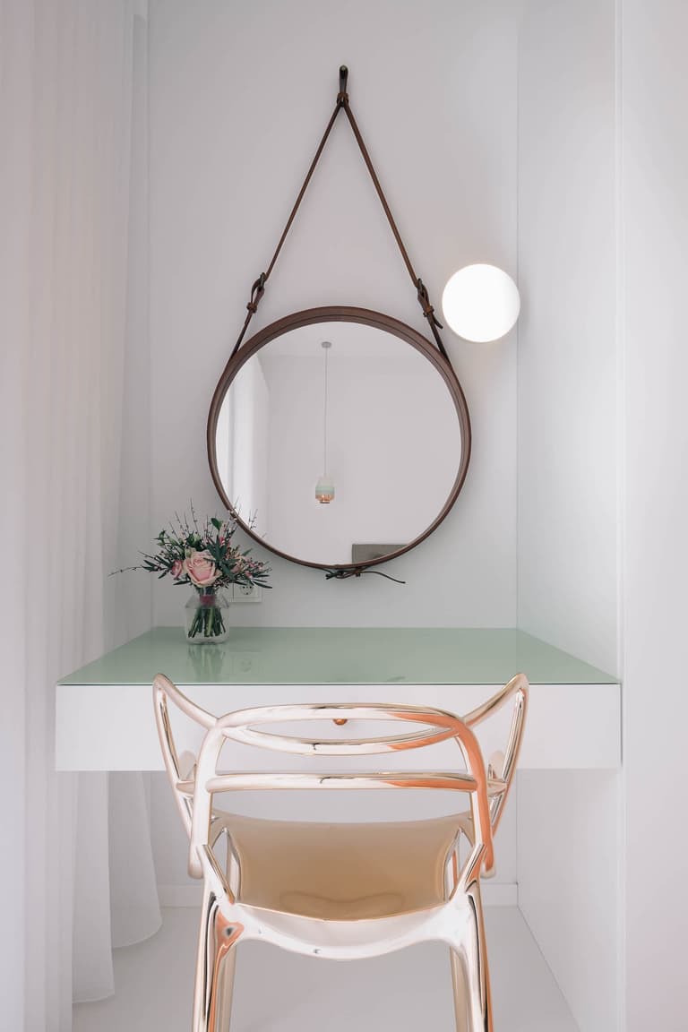 coin bureau coiffeuse suspendu verre