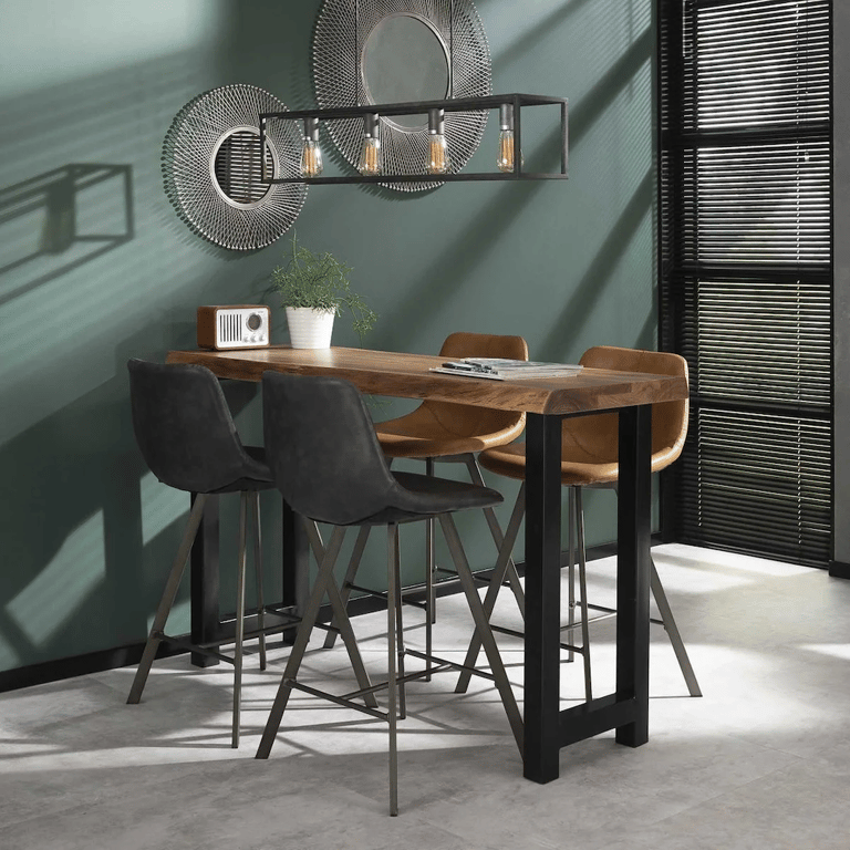 cuisine table bar contemporain bois massif d'acacia métal