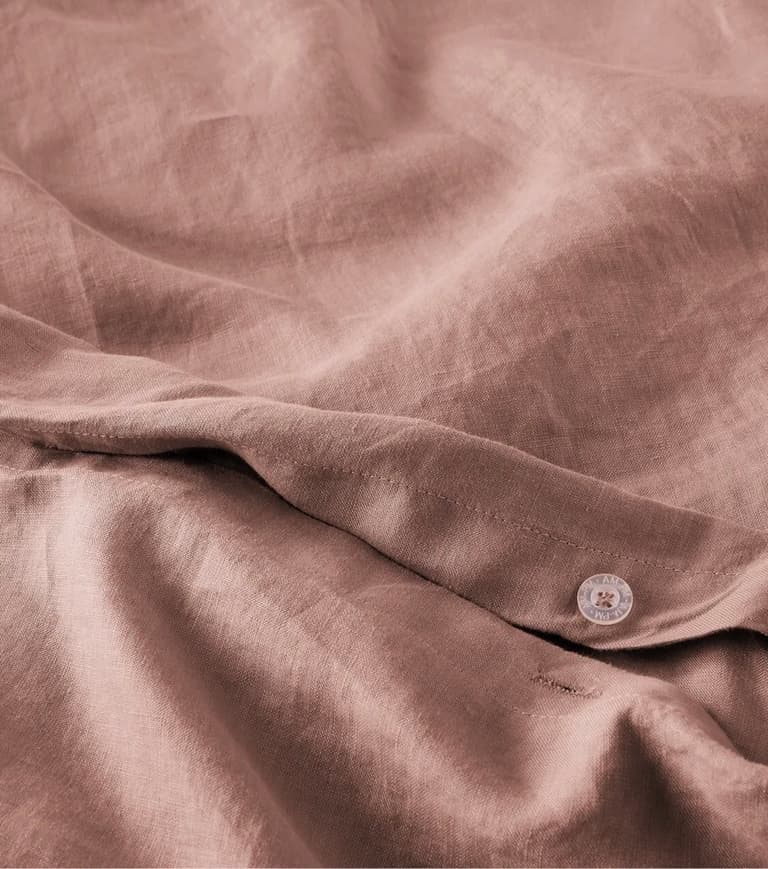 housse couette lin framboise délavé rose beige