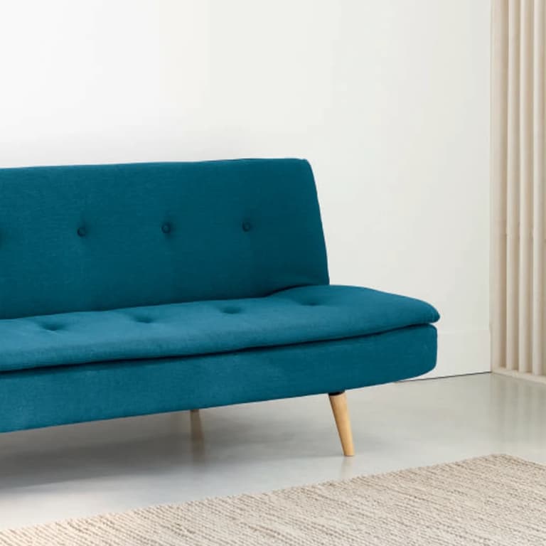 deco moderne canape convertible scandinave 3 places bleu canard salon