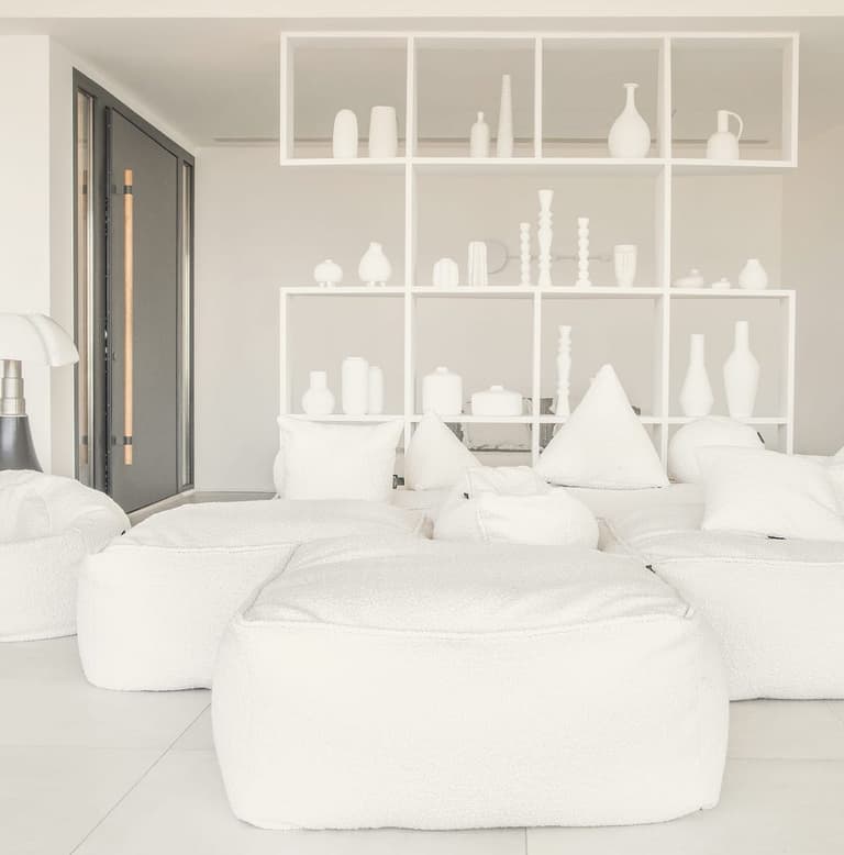 salon blanc canape fixe modulable tissu velours cotele blanc