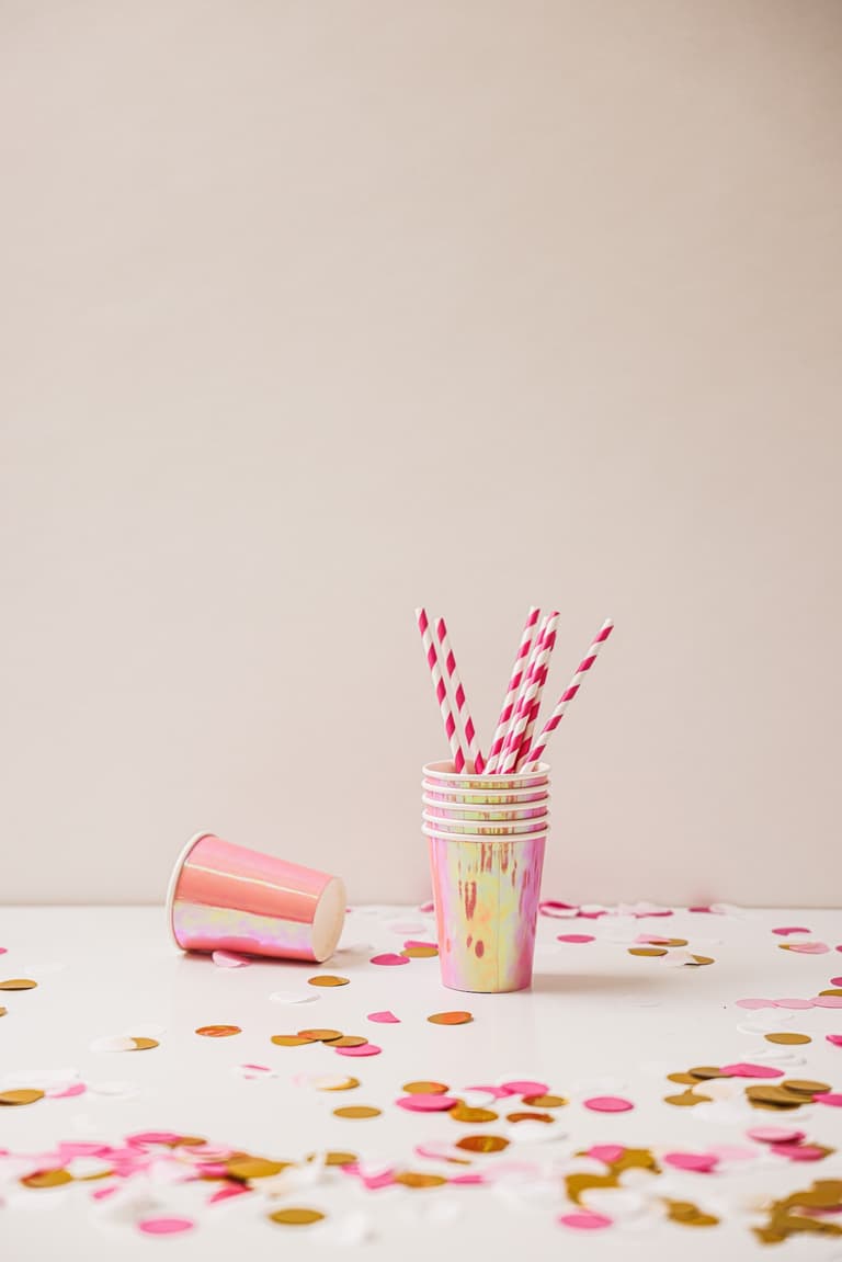 deco fete anniversaire rose gobelet carton