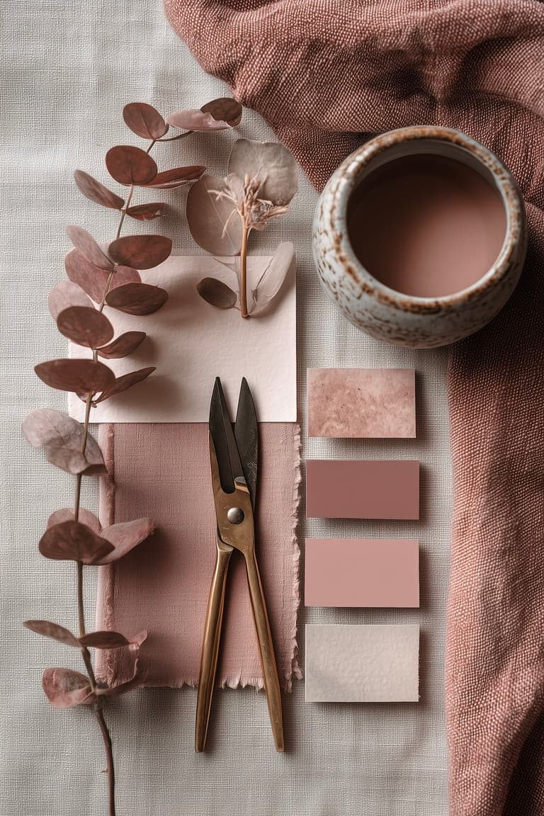 moodboard matière rose marbre peinture décorateur intérieur