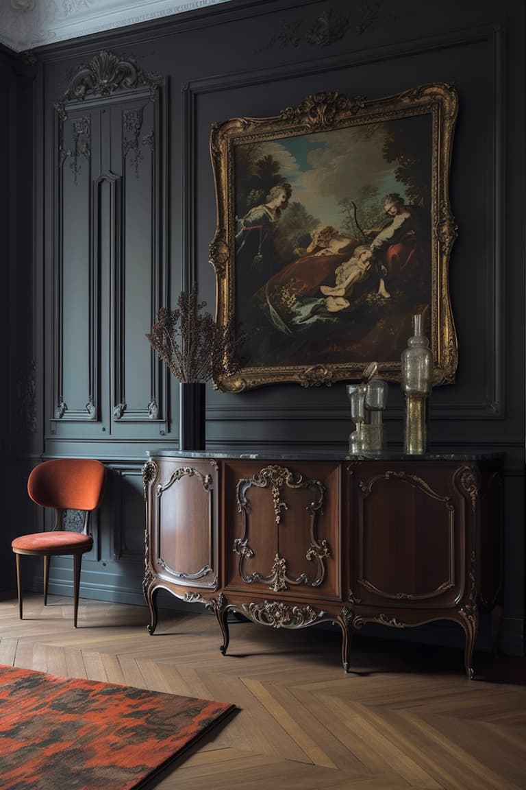 appartement traditionnel Moscou tableau Renaissance buffet