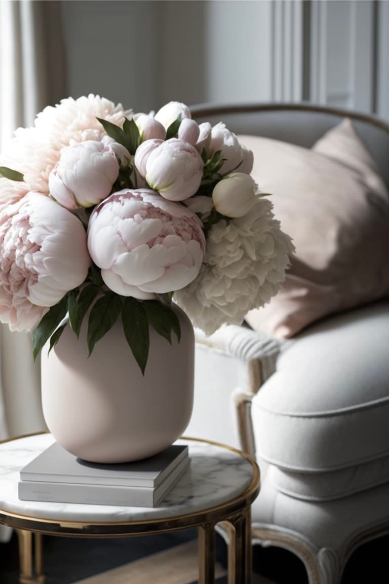 appartement parisien rose décoration pivoines