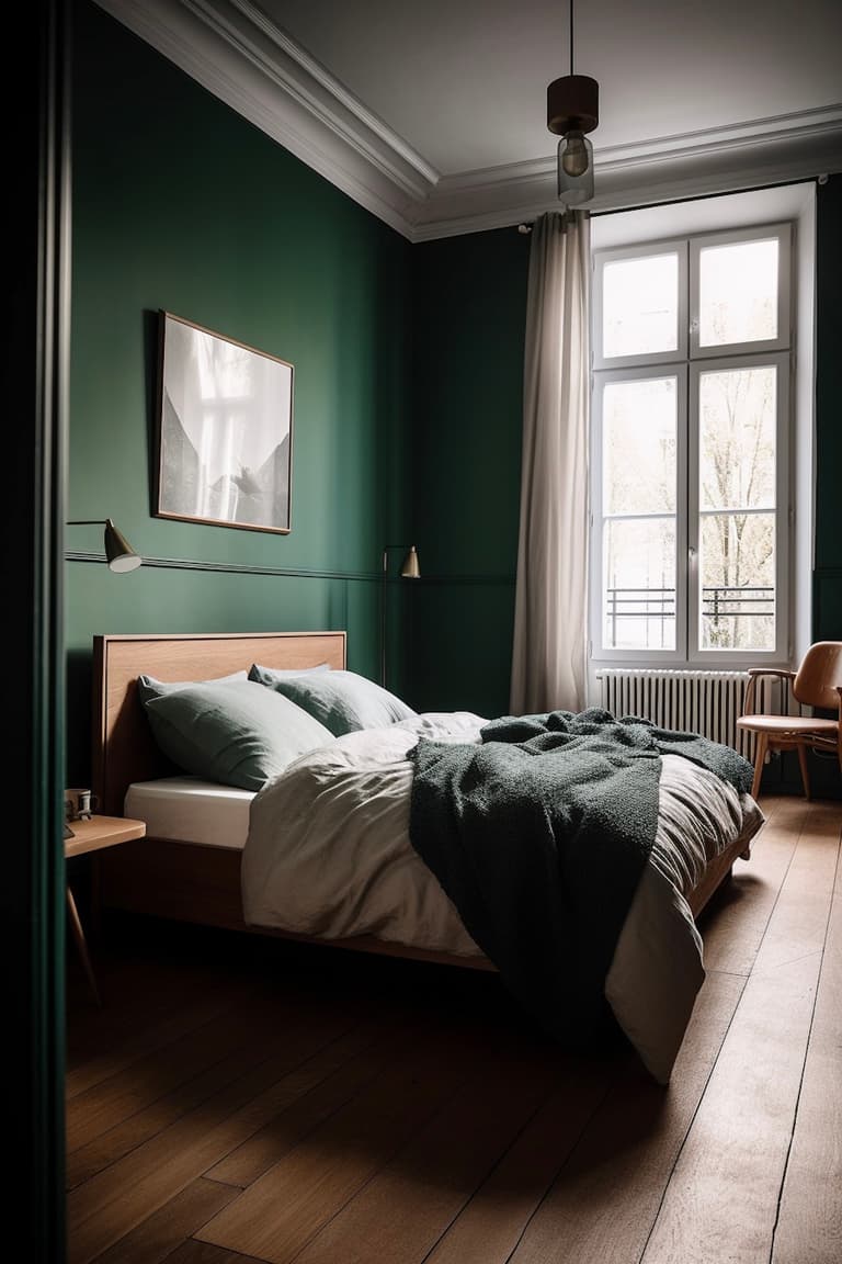 déco vert foncé chambre suite parentale design