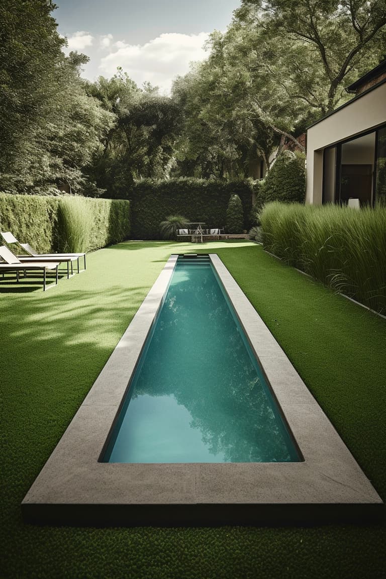jardin pelouse artificielle pas chère couloir de nage béton