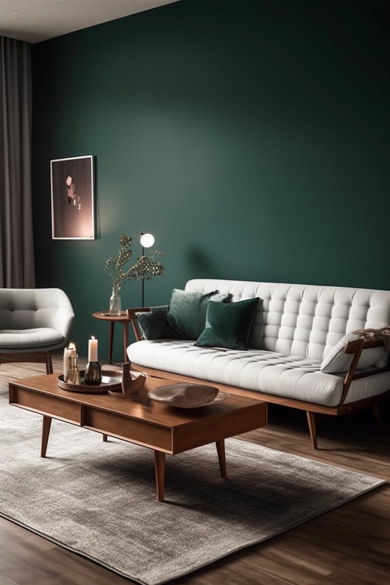 salon peinture murale vert foncé farrow