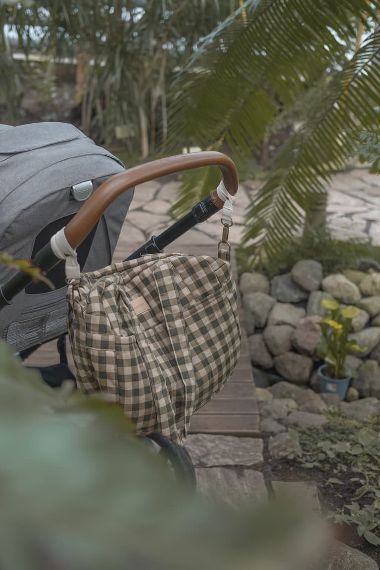 sac à langer vichy vert beige Hyde Park Nobodinoz