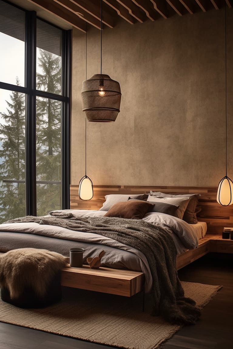 chalet moderne chambre cosy déco montagne