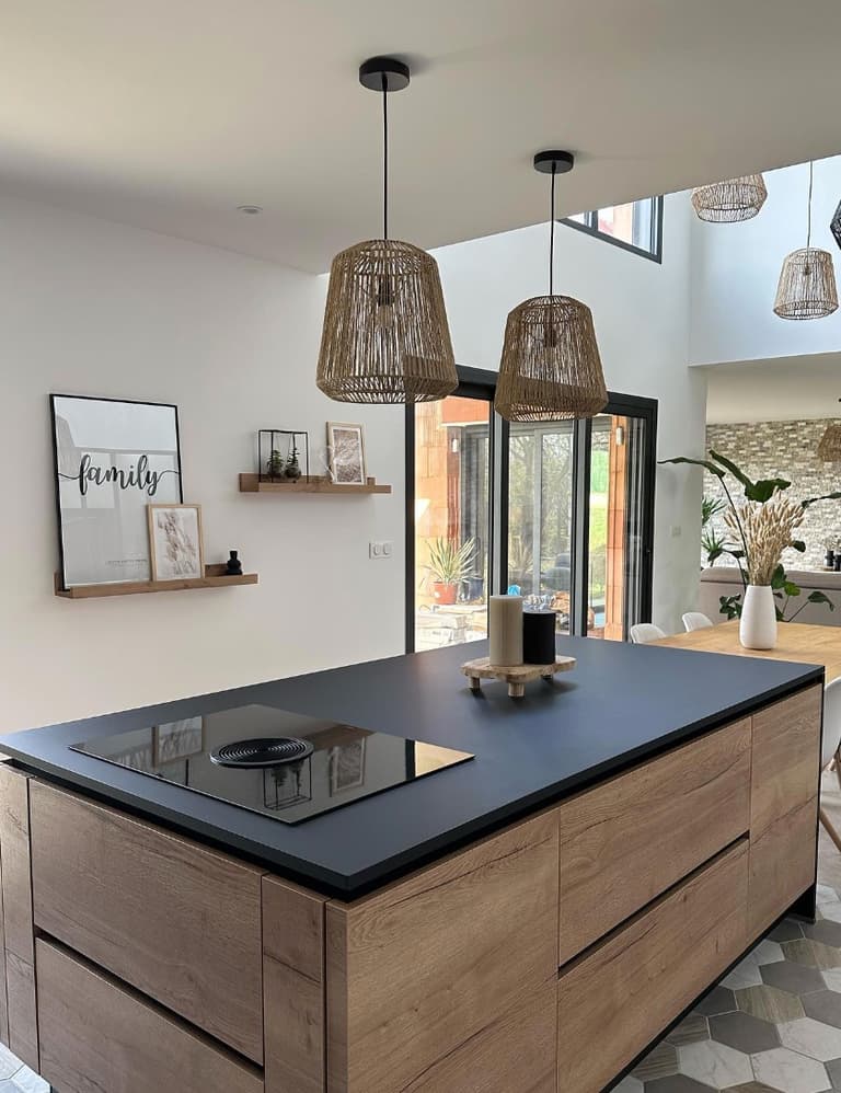 cuisine deco intérieure design contemporain ilot central