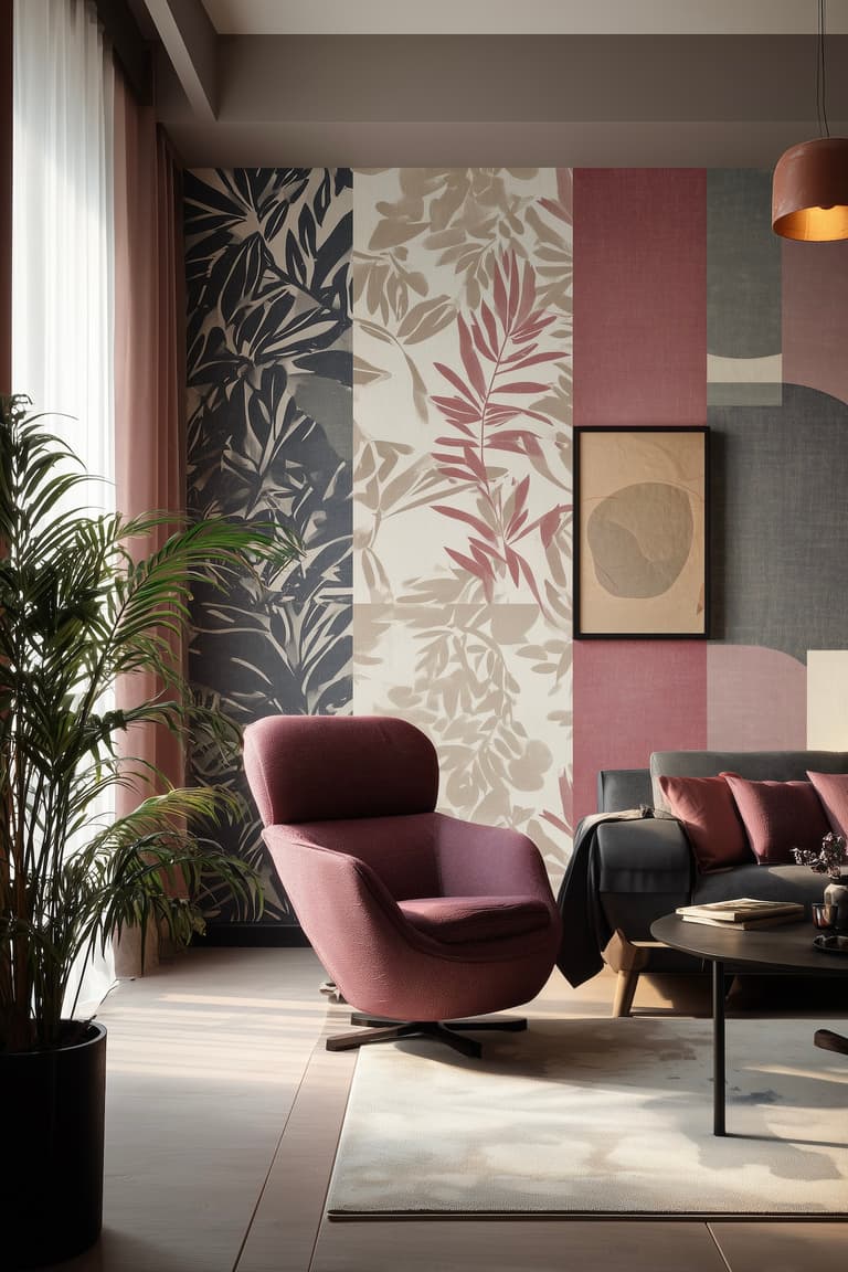 tendance 2026 papier peint les motif rose patchwork