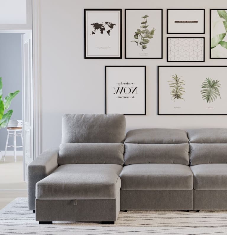 canape gris deco nature plante verte epuree lumineux petit salon