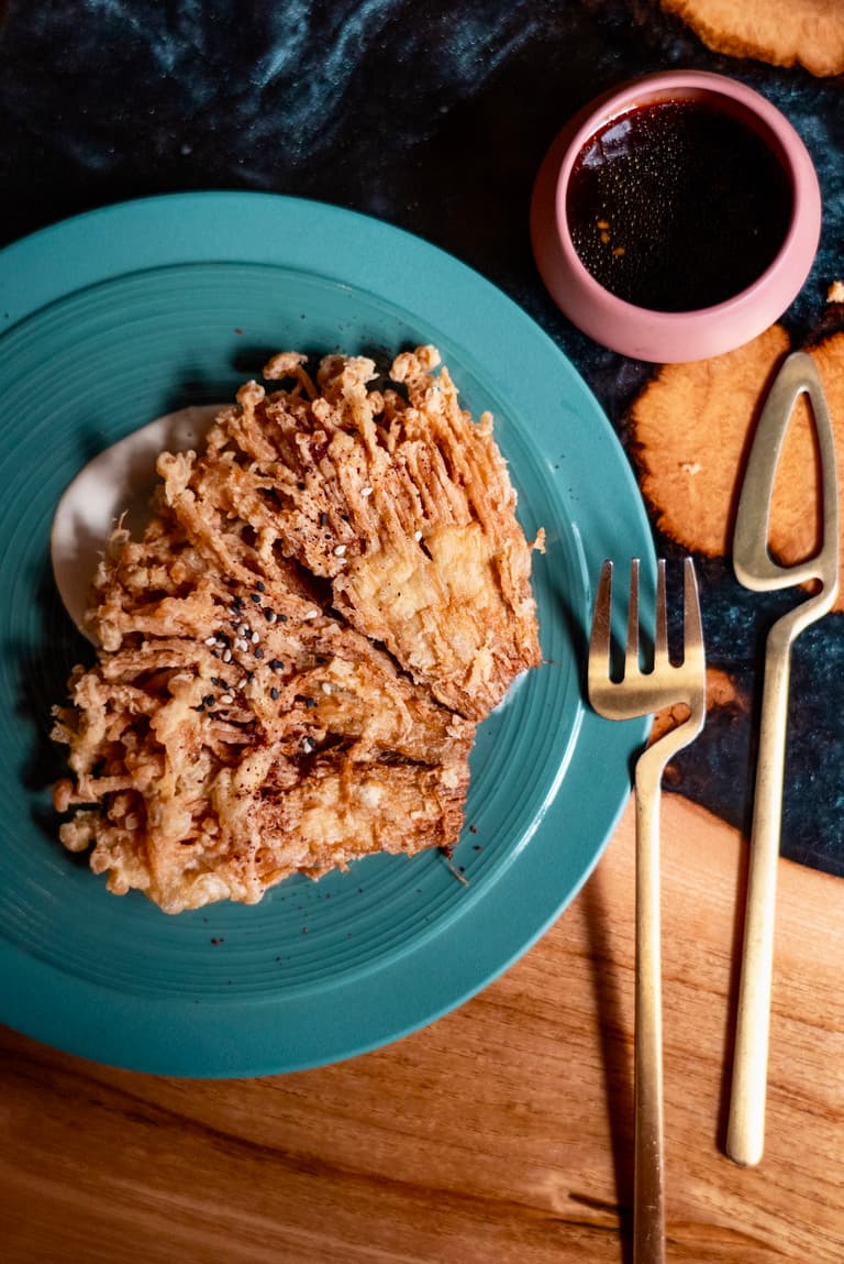 recette facile champignon enoki frit apéro vegan