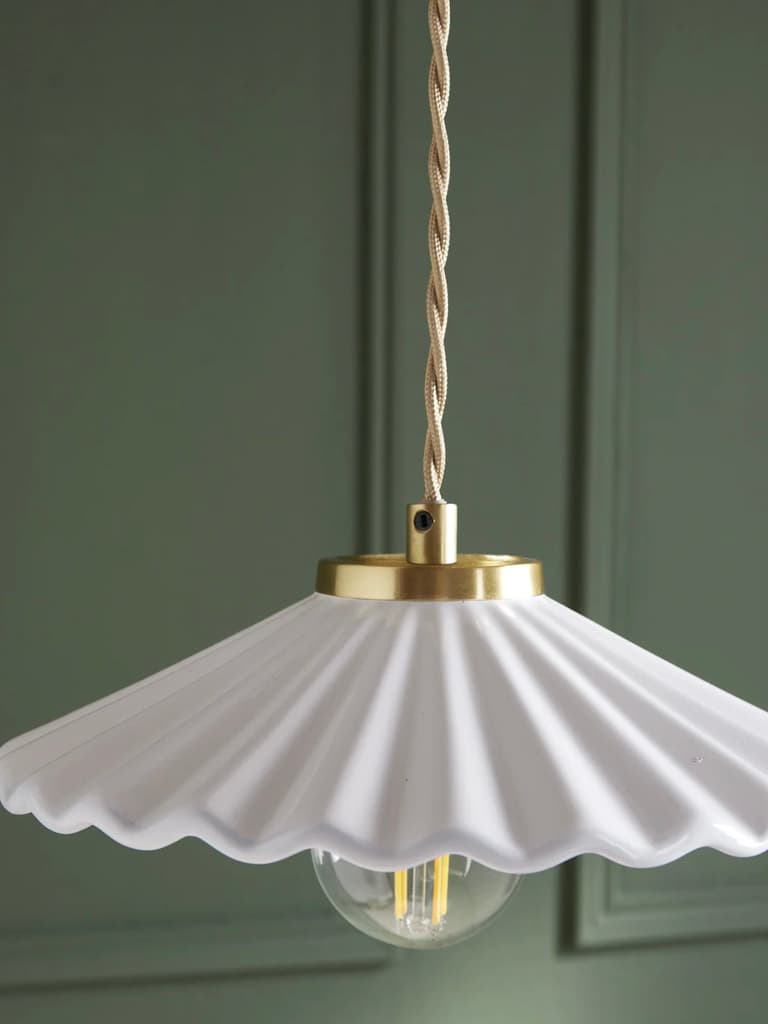 suspension rétro porcelaine céramique blanche vague