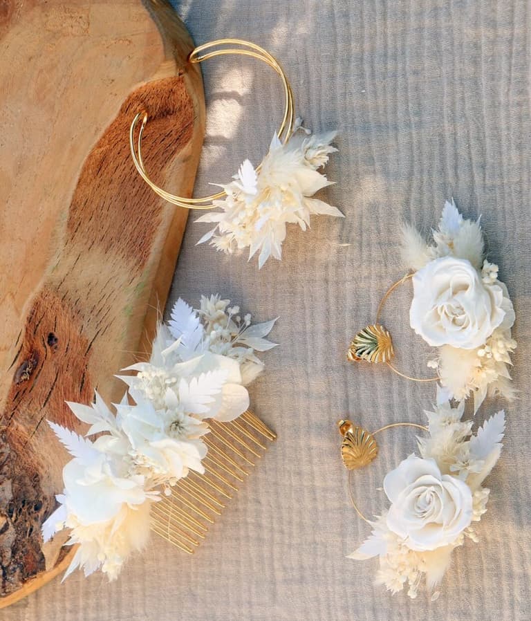 accessoire bijoux laiton fleurs blanches deco champetre