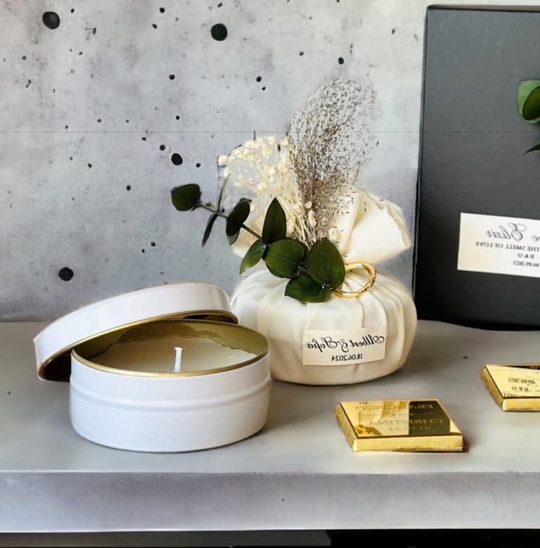 bougie artisanale personnalise mariage chic nature