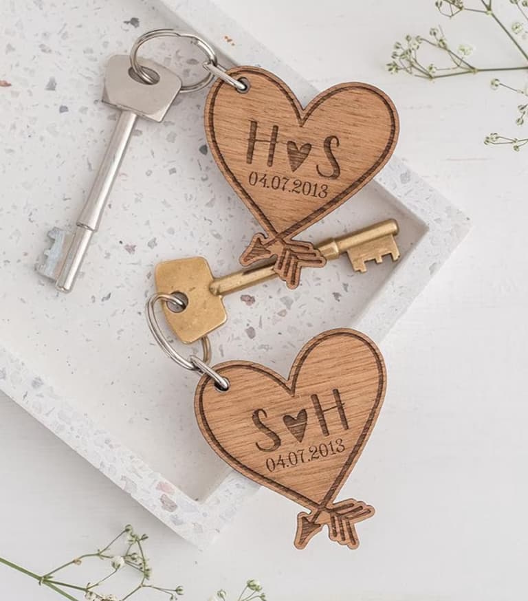 porte cle coeur bois cadeau mariage