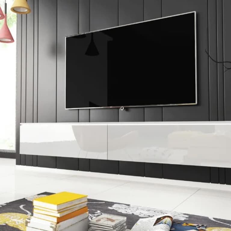 salon deco moderne mur noir meuble blanc design