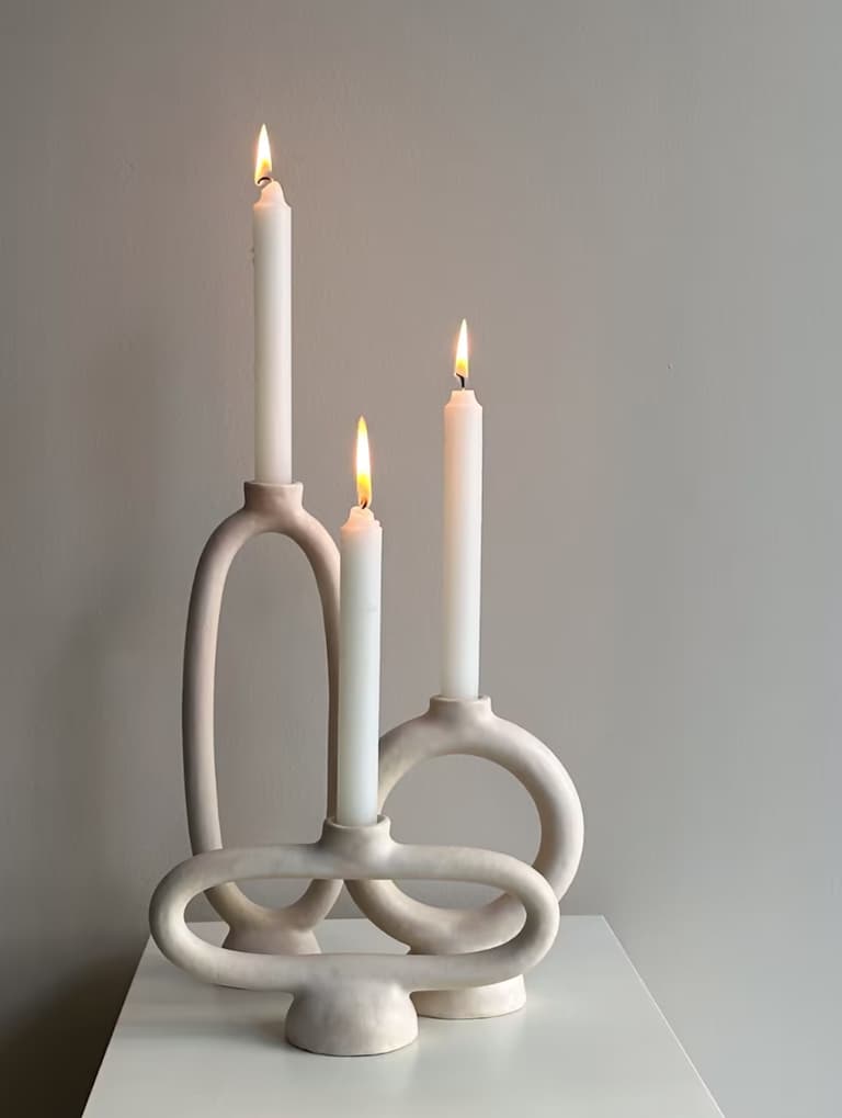 bougeoir beton design original gris abstrait deco contemporaine