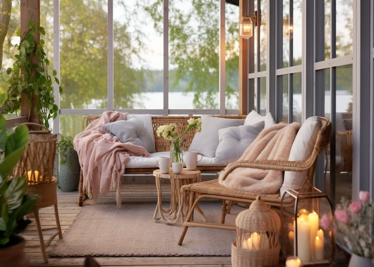 jardin d'hiver aménagement canapé osier déco