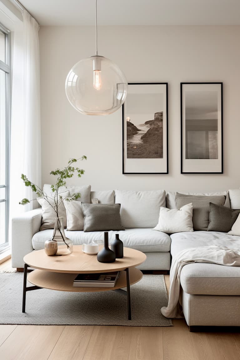 petit salon avec canapé angle gris - blog déco