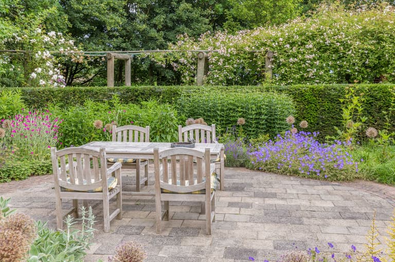 table de jardin anglais bois teck gris