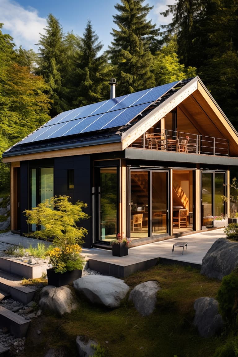 chalet maison écologique autonome panneaux photovoltaïque