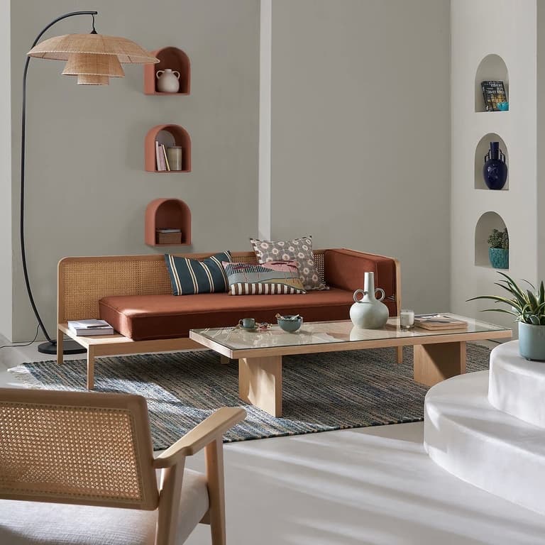 daybed banquette cannage orange terracotta