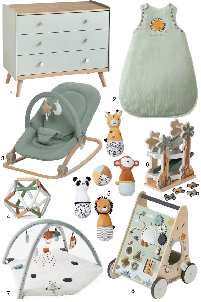 déco chambre bébé verte non genrée nature