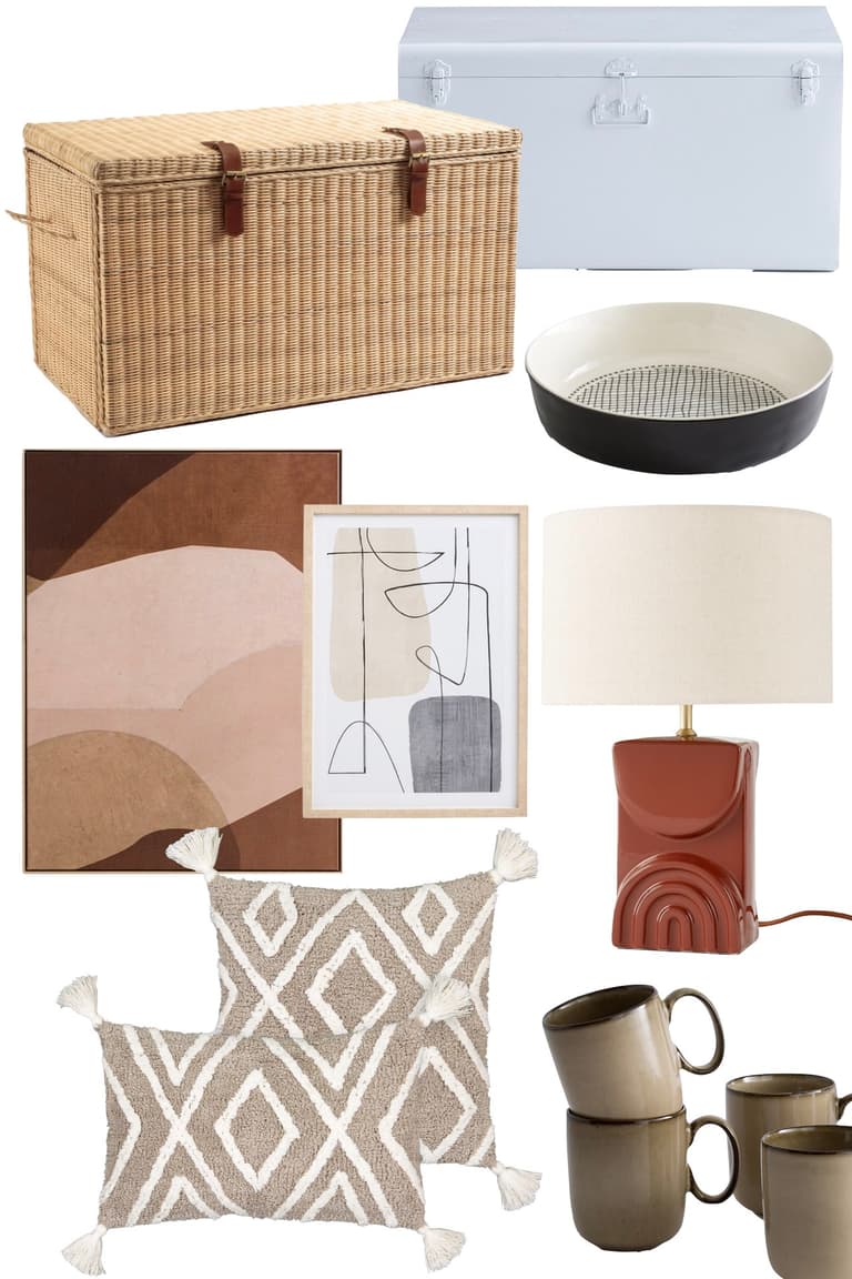 Accessoires de décoration et rangements en rotin, métal et céramique, sélection La Redoute