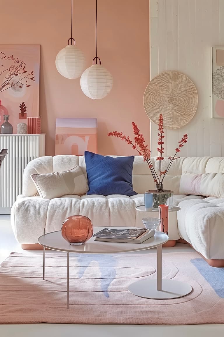 salon rose bleu pastel déco boudoir