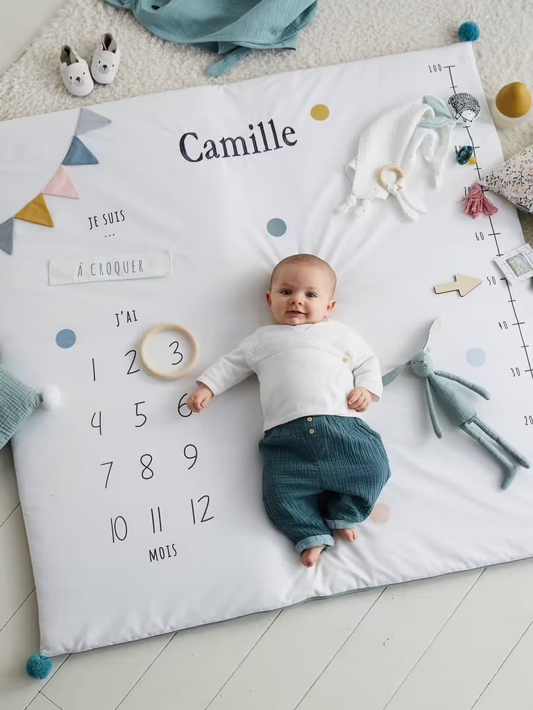 tapis éveil personnalisé prénom brodé